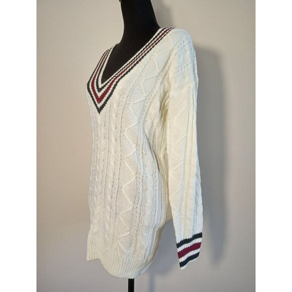 Sweater Dress Cable Knit White Multicolor sz Small Sexy Short - Picture 7 of 16